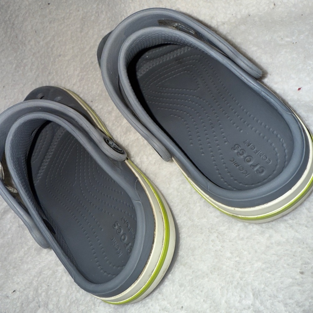CROCS Kids Classic Clog Shoes | Size 13 | Gray | Green | White | - Picture 4 of 4